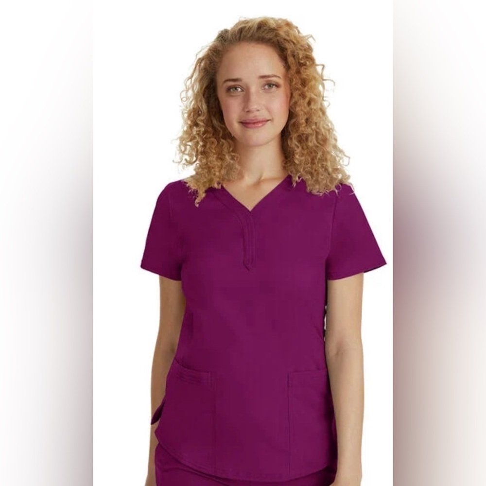 Purple Label by Healing Hands Women's Jane Y-Neck Solid Scrub Top